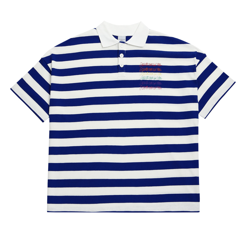 アクメドラビ(acme' de la vie) ADLV STRIPE PIQUE SHIRT (ブルー)