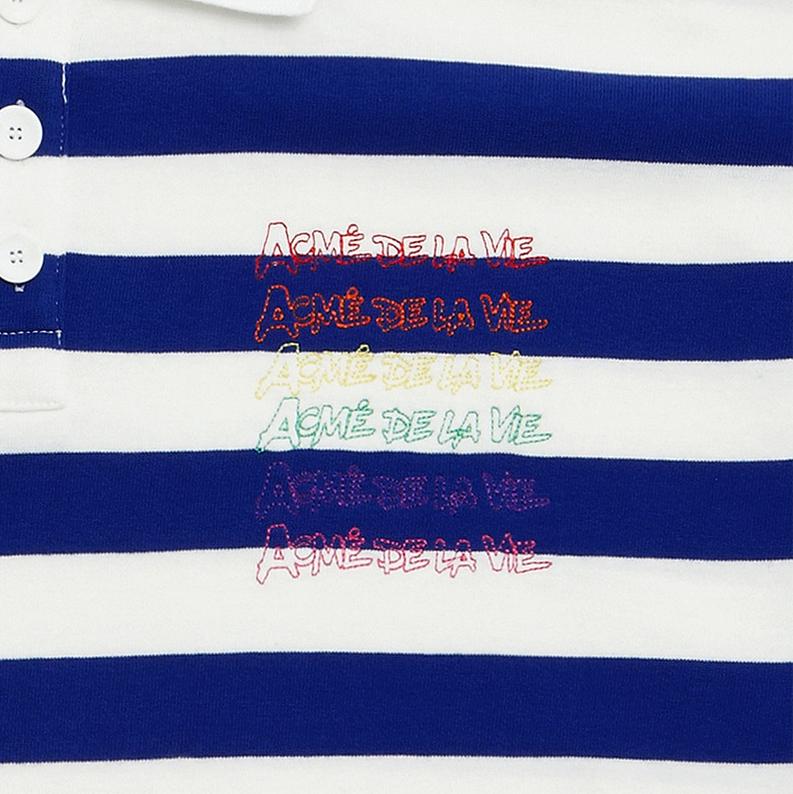 アクメドラビ(acme' de la vie) ADLV STRIPE PIQUE SHIRT (ブルー)