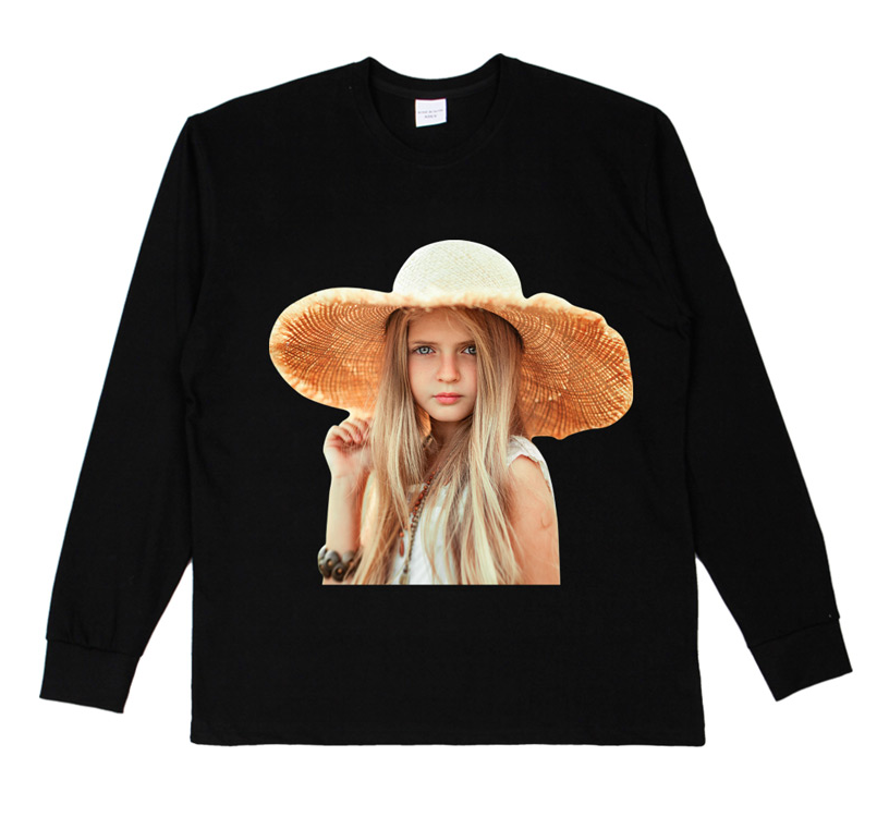 アクメドラビ(acme' de la vie) ADLV BABY FACE LONG SLEEVE STRAW HAT T-SHIRT (ブラック)