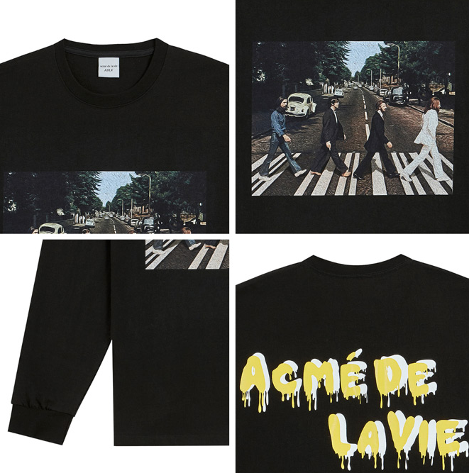 アクメドラビ(acme' de la vie) ADLV LONG SLEEVE T-SHIRT Crosswalk (ブラック)