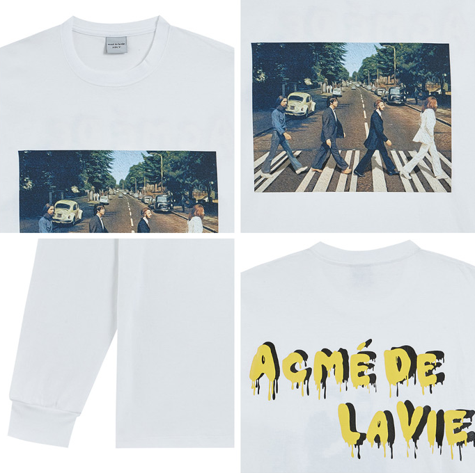 アクメドラビ(acme' de la vie) ADLV LONG SLEEVE T-SHIRT Crosswalk WHITE