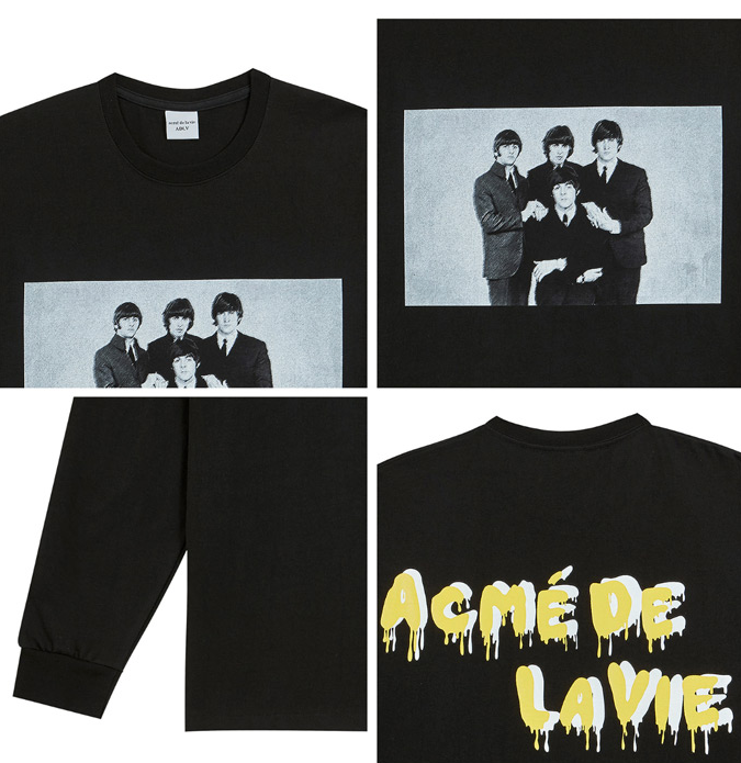 アクメドラビ(acme' de la vie) ADLV LONG SLEEVE T-SHIRT Black&Grey (ブラック)