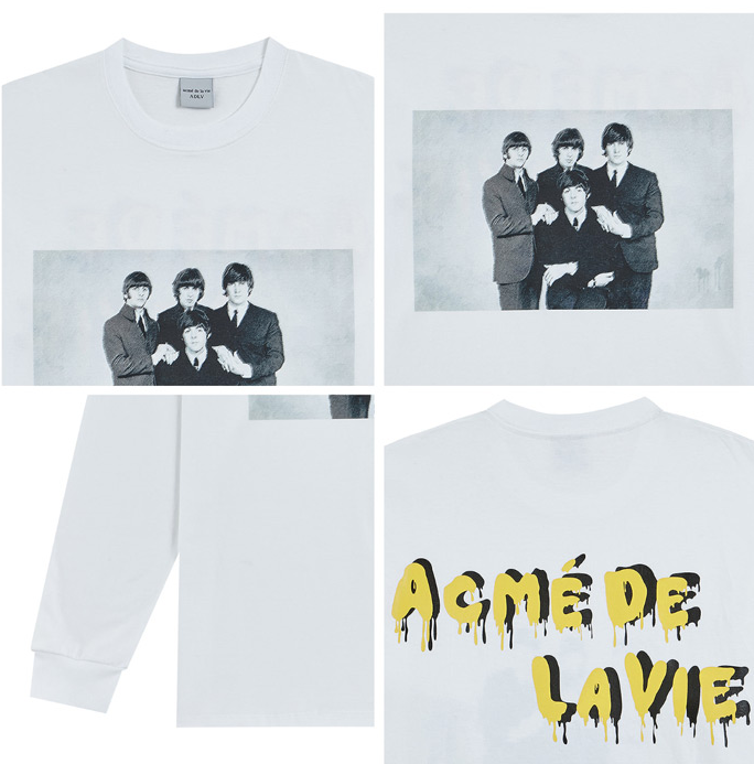アクメドラビ(acme' de la vie) ADLV LONG SLEEVE T-SHIRT Black&Grey WHITE