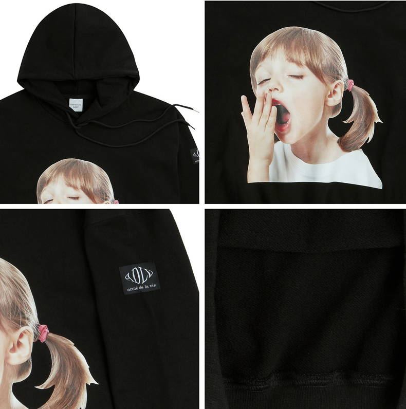 アクメドラビ(acme' de la vie) ADLV BABY FACE HOODIE BLACK YAWN