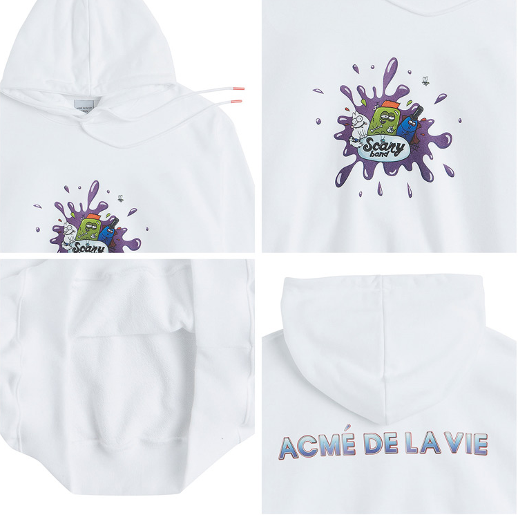 アクメドラビ(acme' de la vie) ADLV DIGITAL PRINTING HOODIE PURPLE PAINT WHITE