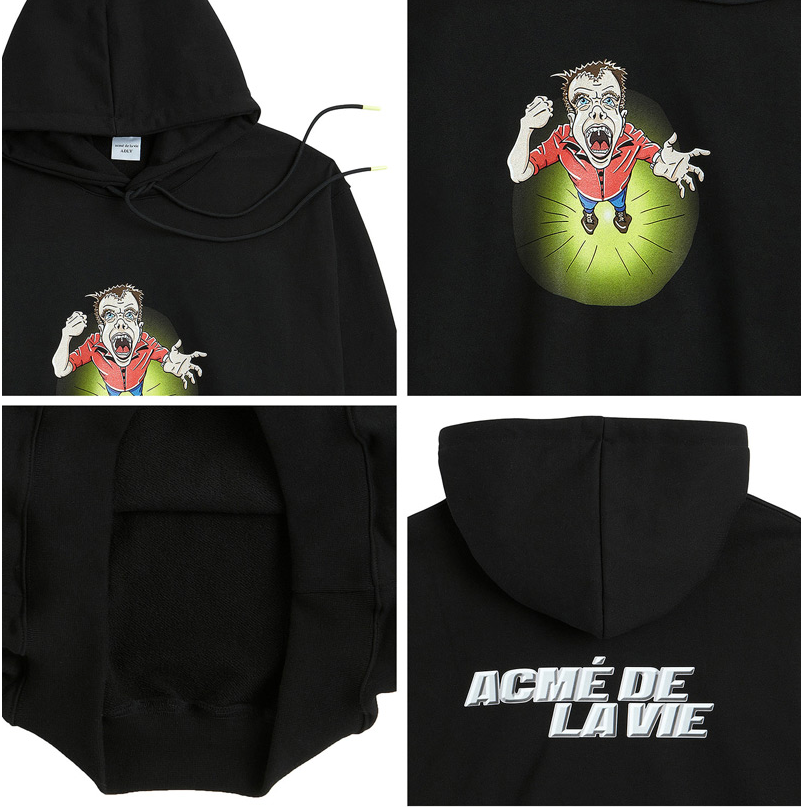 アクメドラビ(acme' de la vie) ADLV DIGITAL PRINTING HOODIE ANGRY MAN BLACK