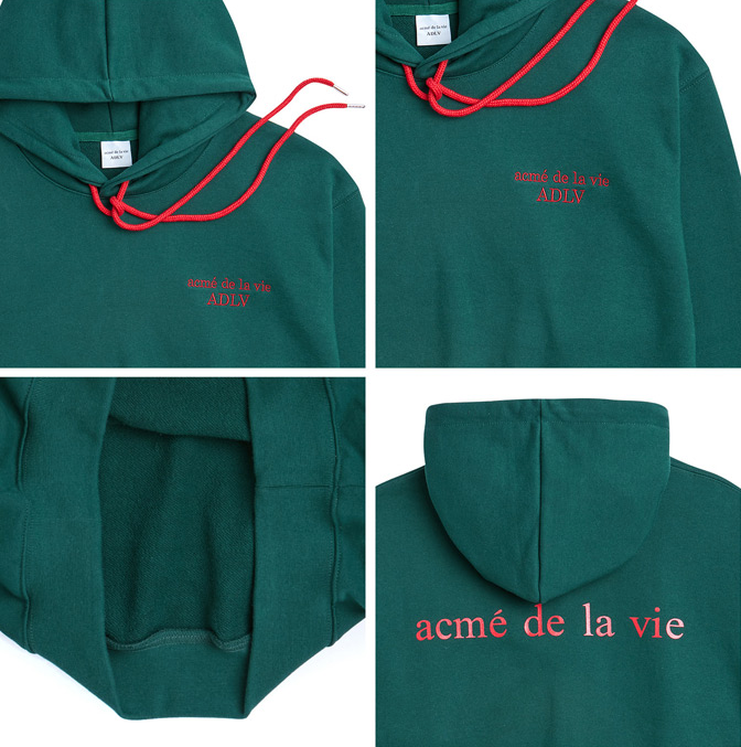 アクメドラビ(acme' de la vie) ADLV BASIC LOGO HOODIE GREEN