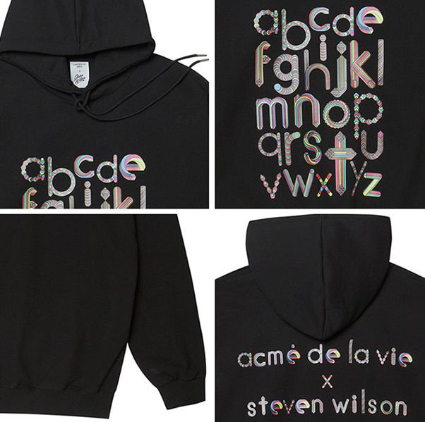 アクメドラビ(acme' de la vie) ADLV X Steven Willson ALPHABET HOODIE BLACK