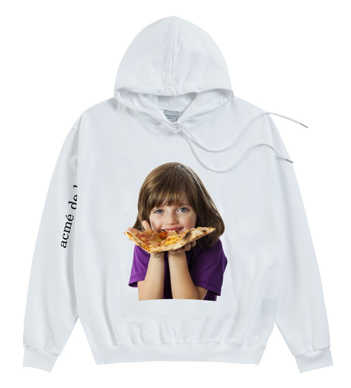 アクメドラビ(acme' de la vie) ADLV BABY FACE HOODIE WHITE PIZZA (WHITE)