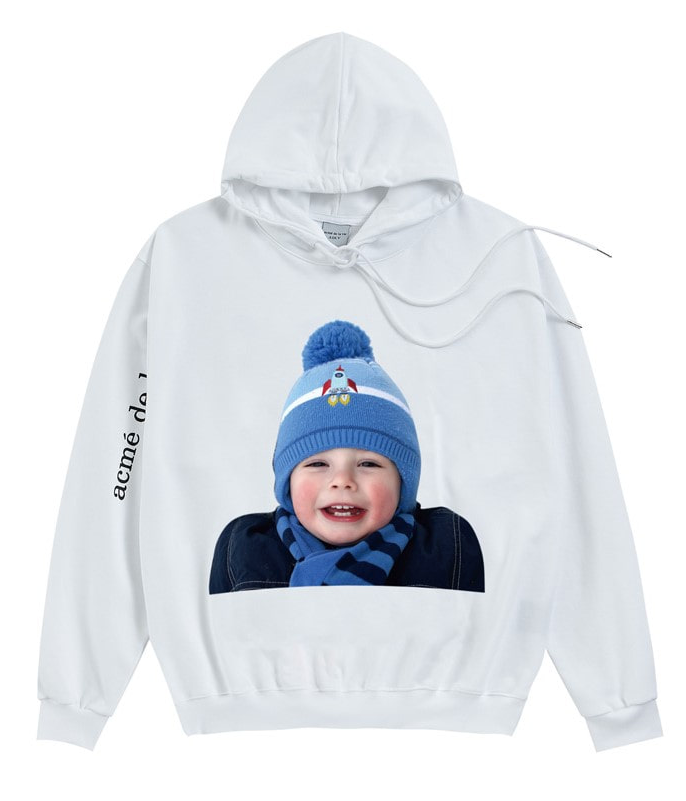 アクメドラビ(acme' de la vie) ADLV BABY FACE HOODIE WHITE MUFFLER (WHITE)