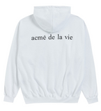 アクメドラビ(acme' de la vie) ADLV BABY FACE HOODIE WHITE MUFFLER (WHITE)