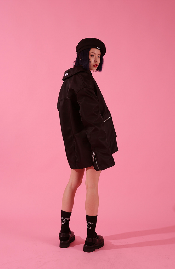 ベーシックコットン(BASIC COTTON) None Zipper Jacket (ブラック)