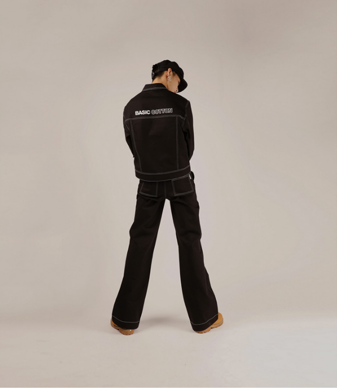 ベーシックコットン(BASIC COTTON) Basic Stitch Jacket (ブラック)