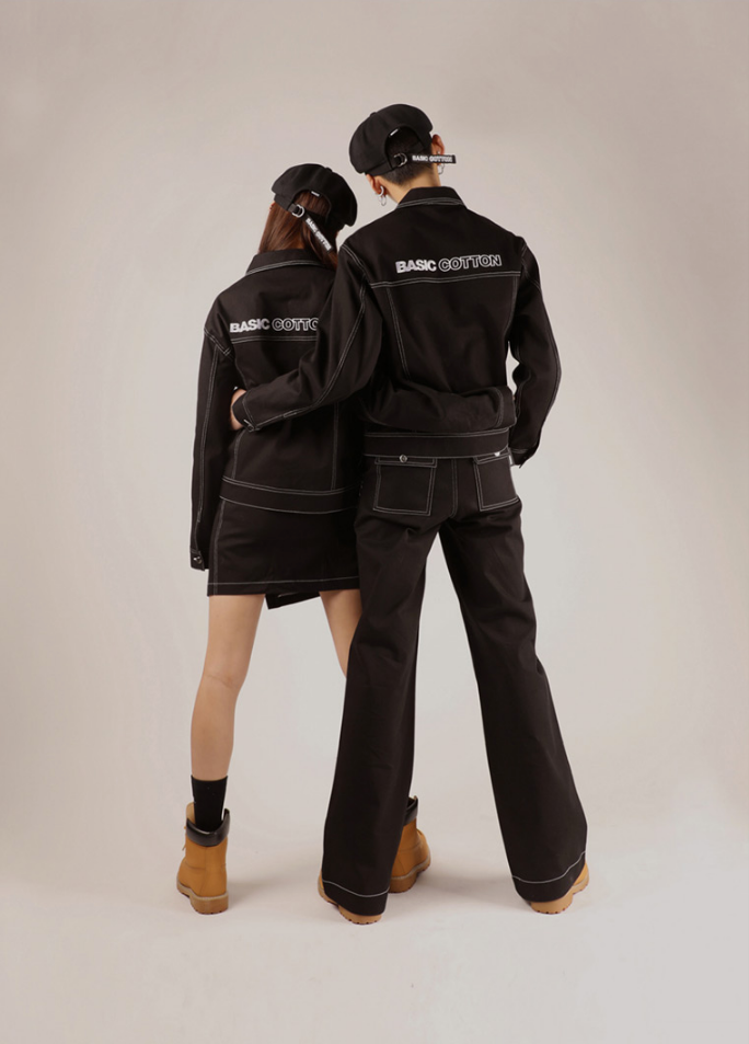 ベーシックコットン(BASIC COTTON) Basic Stitch Jacket (ブラック)