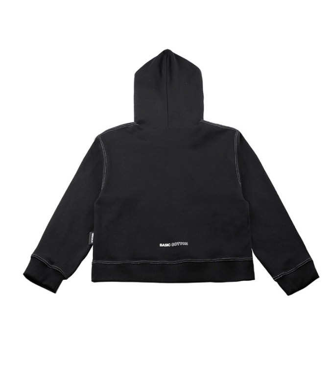 ベーシックコットン(BASIC COTTON) BCN Stitch Hoodie (ブラック)