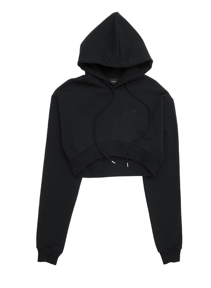 ブラックブロンド(BLACKBLOND) BBD Tweed Patch Crop Hoodie (Black)