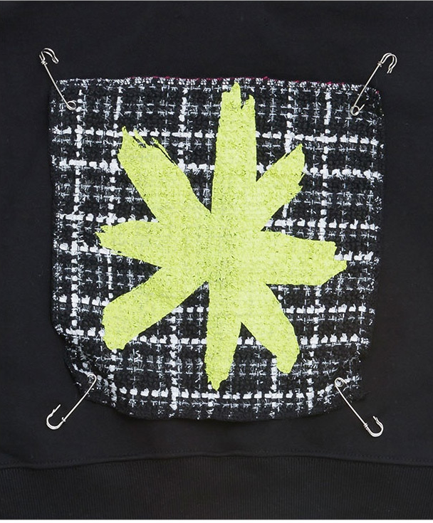 ブラックブロンド(BLACKBLOND) BBD Tweed Patch Crop Hoodie (Black)