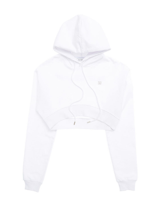 ブラックブロンド(BLACKBLOND) BBD Tweed Patch Crop Hoodie (White)