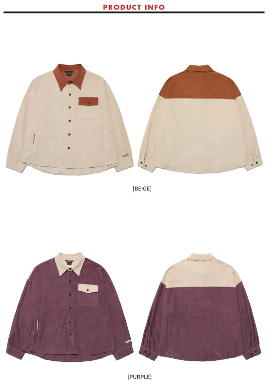 ダブルユーブイプロジェクト(WV PROJECT) LOKO CORDUROY SHIRT PURPLE MJLS7195