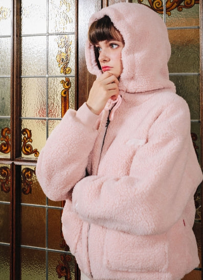 ダブルユーブイプロジェクト(WV PROJECT) TEENI WOOL HOOD ZIPUP PINK MJHD7194