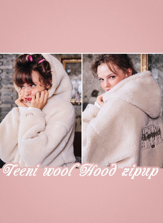 ダブルユーブイプロジェクト(WV PROJECT) TEENI WOOL HOOD ZIPUP BEIGE MJHD7194