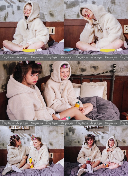 ダブルユーブイプロジェクト(WV PROJECT) TEENI WOOL HOOD ZIPUP BEIGE MJHD7194