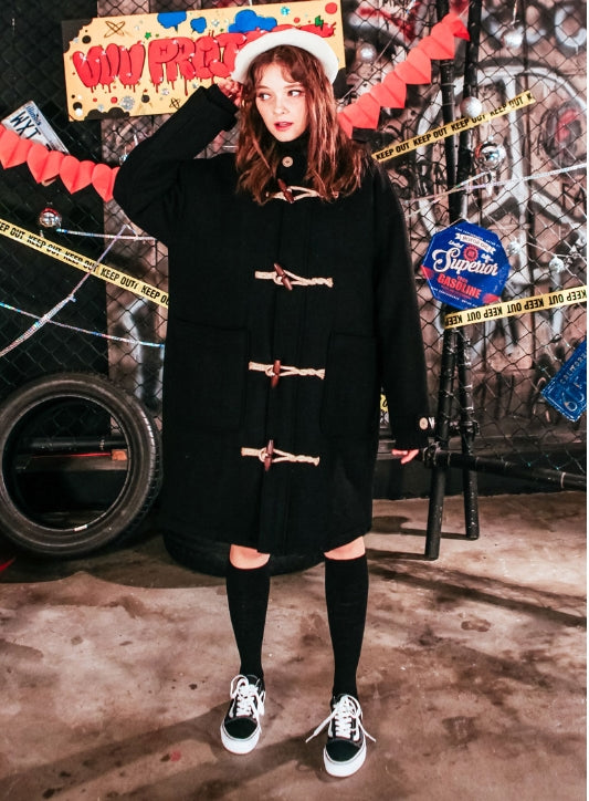 ダブルユーブイプロジェクト(WV PROJECT) OVER SIZE DUFFEL COAT BLACK JJOT7123
