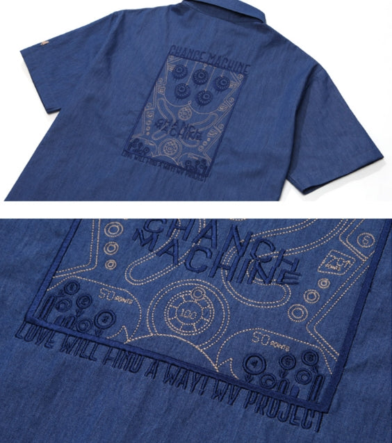 ダブルユーブイプロジェクト(WV PROJECT) PINBALL DENIM SHIRT BLUE SYSS7256