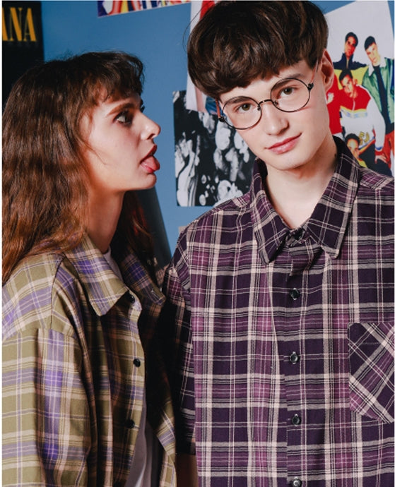 ダブルユーブイプロジェクト(WV PROJECT) Fran Check Van Palshirt Olive KHSS7270