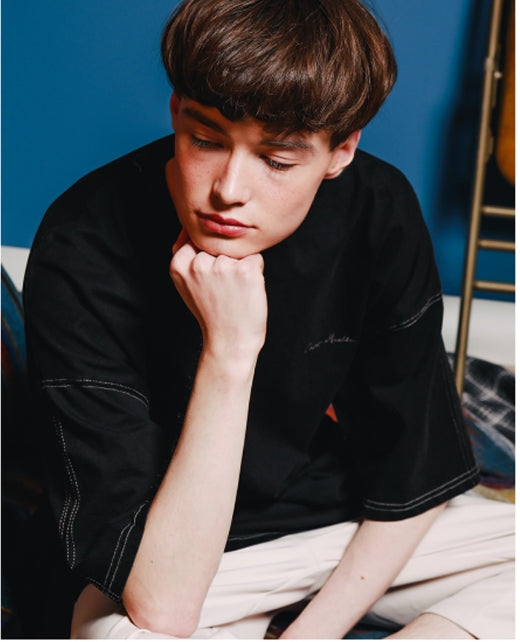 ダブルユーブイプロジェクト(WV PROJECT) Inside Stitch short sleeves Black MJST7268