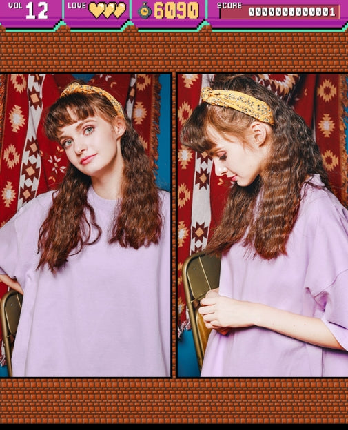 ダブルユーブイプロジェクト(WV PROJECT) Irish half-sleeved tea shirt Lavender KHST7281