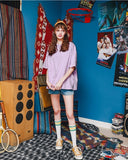 ダブルユーブイプロジェクト(WV PROJECT) Irish half-sleeved tea shirt Lavender KHST7281