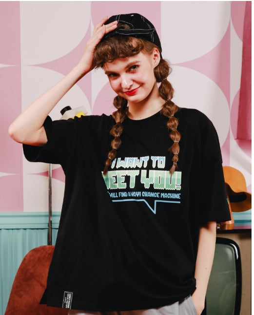 ダブルユーブイプロジェクト(WV PROJECT) MEET YOU half-sleeved tea shirt Black SYST7250