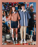 ダブルユーブイプロジェクト(WV PROJECT) SHIRRING BIG SHORT SLEEVE SHIRTS NAVY SWSS7278
