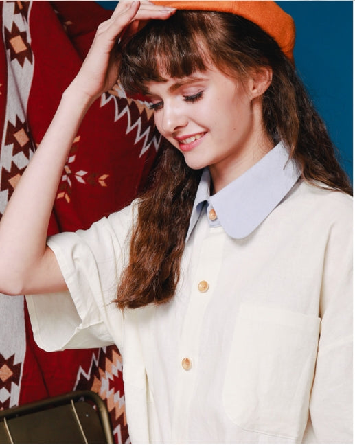 ダブルユーブイプロジェクト(WV PROJECT) SHIRRING BIG SHORT SLEEVE SHIRTS IVORY SWSS7278