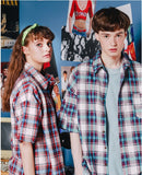 ダブルユーブイプロジェクト(WV PROJECT) NEWBIE BASIC CHECK SHORT SHIRTS Violet Mint JJSS7272