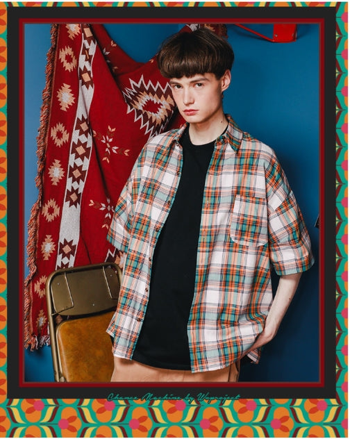 ダブルユーブイプロジェクト(WV PROJECT) NEWBIE BASIC CHECK SHORT SHIRTS Green mustard JJSS7272