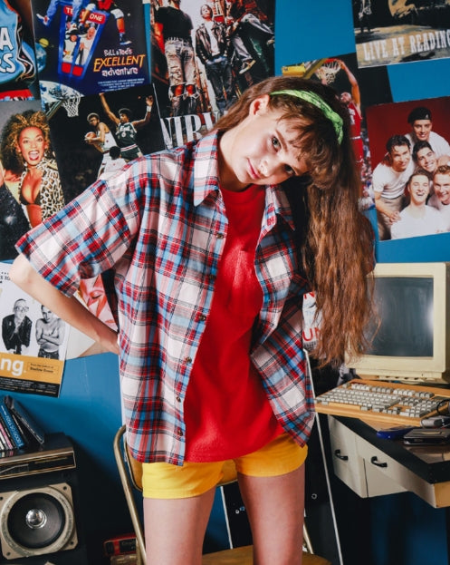ダブルユーブイプロジェクト(WV PROJECT) NEWBIE BASIC CHECK SHORT SHIRTS Green mustard JJSS7272