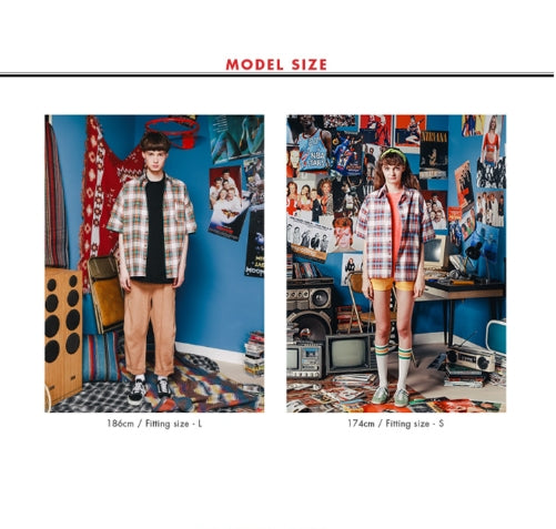 ダブルユーブイプロジェクト(WV PROJECT) NEWBIE BASIC CHECK SHORT SHIRTS Green mustard JJSS7272