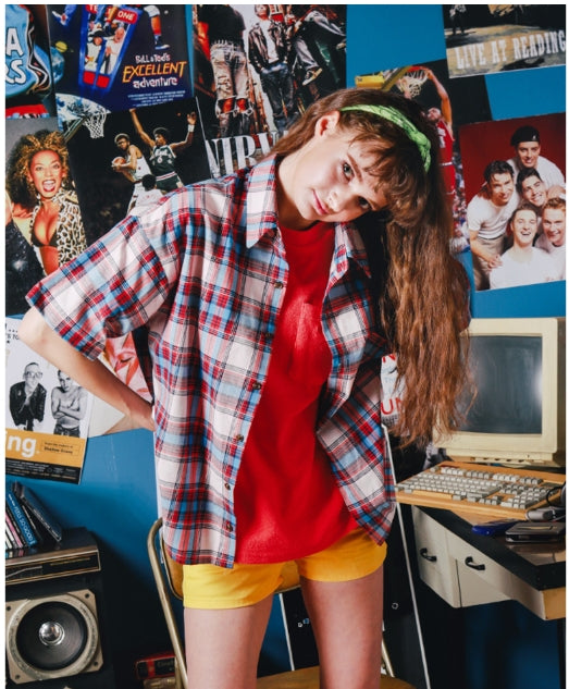 ダブルユーブイプロジェクト(WV PROJECT) NEWBIE BASIC CHECK SHORT SHIRTS Red Blue JJSS7272