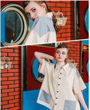 ダブルユーブイプロジェクト(WV PROJECT) TWO TON YOKE SHORT-SHIRTS beige SWSS7285
