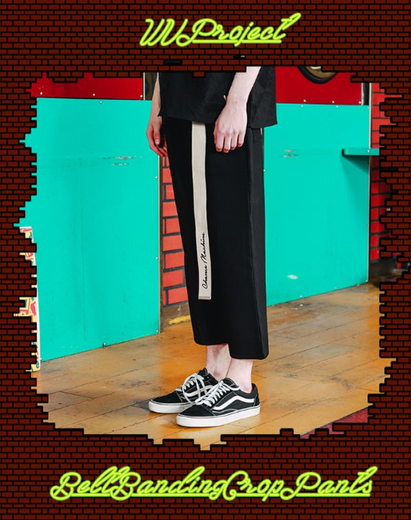 ダブルユーブイプロジェクト(WV PROJECT) BELT BANDING CROP PANTS BLACK JJLP7257