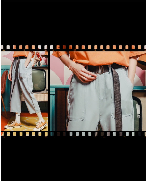 ダブルユーブイプロジェクト(WV PROJECT) BELT BANDING CROP PANTS SOFTBLUE JJLP7257