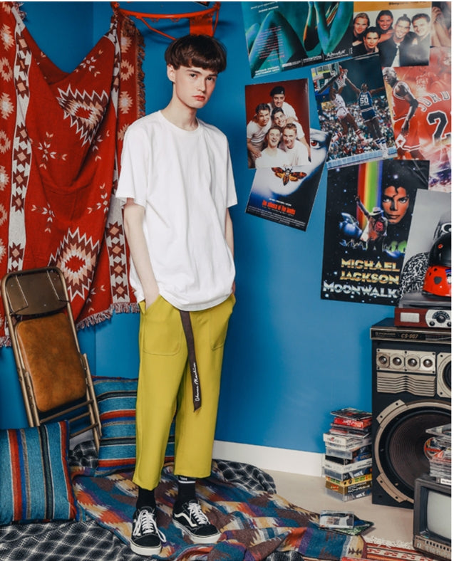 ダブルユーブイプロジェクト(WV PROJECT) BELT BANDING CROP PANTS Olive JJLP7257