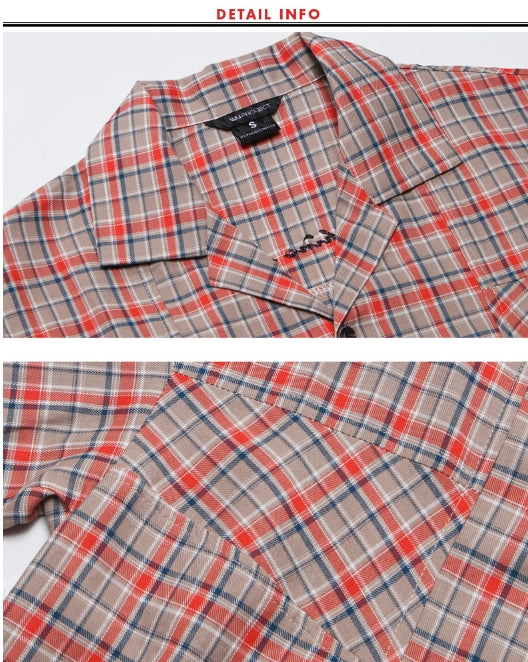 ダブルユーブイプロジェクト(WV PROJECT) NEWTRO CHECK SOHRT-SHIRTS BEIGE JJSS7271