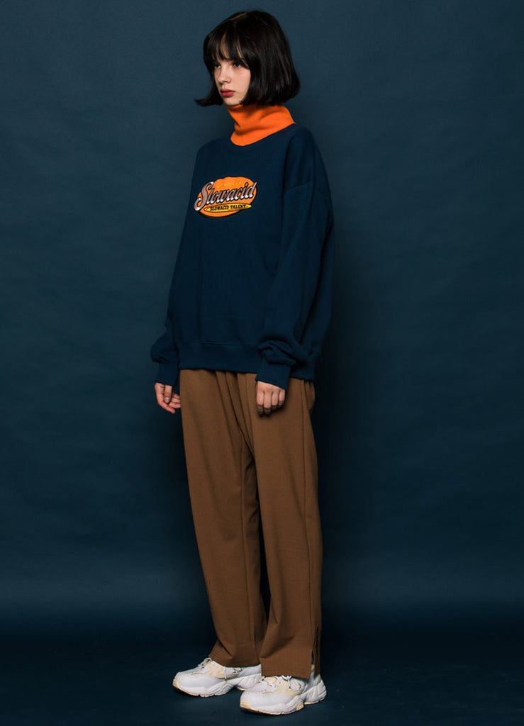 スローアシッド(SLOW ACID) Logo Slit Slacks (CAMEL)
