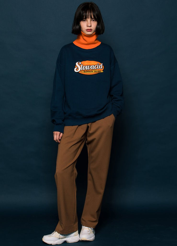 スローアシッド(SLOW ACID) Logo Slit Slacks (CAMEL)