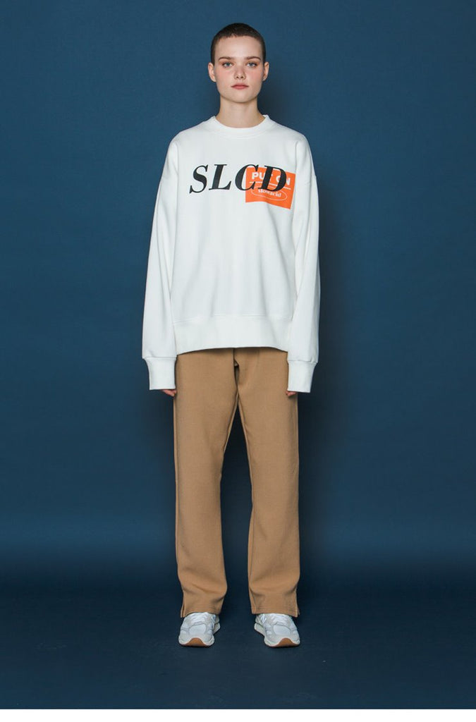 スローアシッド(SLOW ACID) WINTER Logo Slit Slacks (BEIGE)