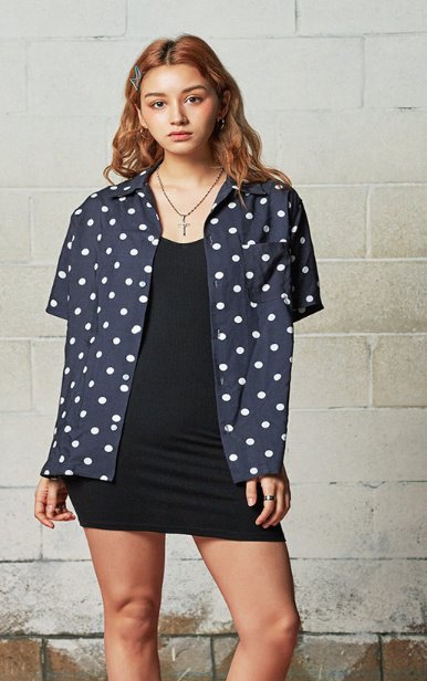 セイントペイン(SAINTPAIN) SP DOT HAWAIIAN SHIRT (NAVY)