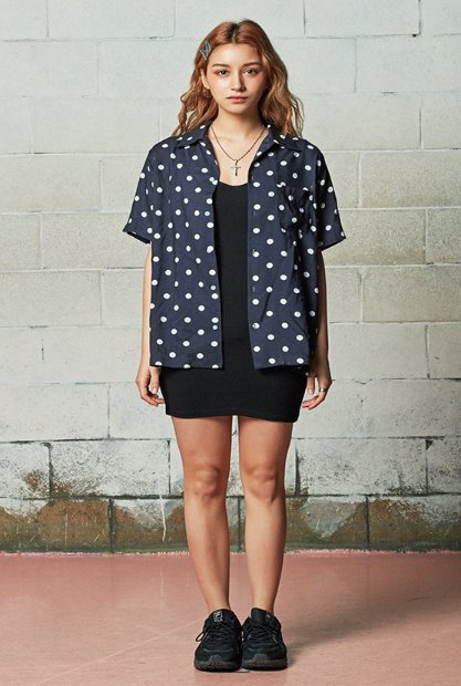 セイントペイン(SAINTPAIN) SP DOT HAWAIIAN SHIRT (NAVY)